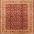 thumbnail image 1 of Ahgly Company Indoor Square Mid-Century Modern Orange Oriental Area Rugs, 7' Square, 1 of 6