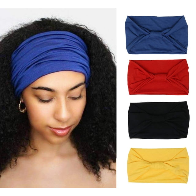 Paquete de 4 diademas anchas Zhivalor para mujer Yoga deporte entrenamiento correr color sólido Paquete 001