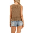 thumbnail image 3 of INSPIRE CHIC Women's Floral Crochet Hollow Out Sleeveless Open Front Vest Cardigan M Gold Brown, 3 of 5