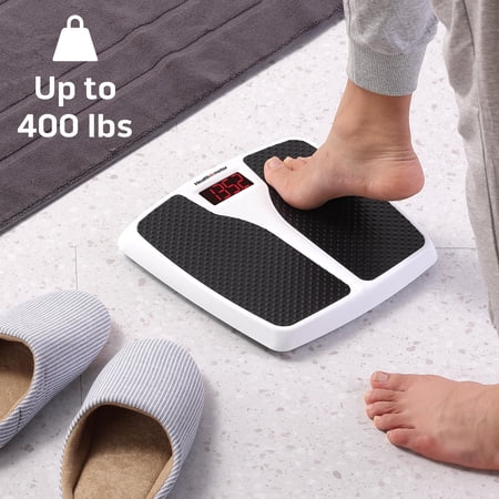 HEALTH O METER SPLIT MAT DIGITAL SCALE, 400 LBS CAPACITY, LED DISPLAY, BLACK AND WHITE