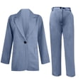 thumbnail image 7 of Blazer for Women Open Front Long Elegant Button Down Cardigan Notched Lapel Loose Business Office Jacket Casual Long Sleeve Work Light Blue XL, 7 of 7