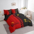 thumbnail image 4 of Manfei Couple Valentines Day Twin Bedding Sets 7-Piece, Black Red Cartoon Bedding Comforter Set, Romantic Anniversary Theme Reversible Sheet Sets, Breathable Home Decor, 4 of 8