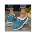 thumbnail image 6 of Fangasis Womens Moccasin Slippers Non-Slip Warm Casual Shoes Comfort Boat Shoe Walking Flats Loafer Slipper Blue 10, 6 of 7