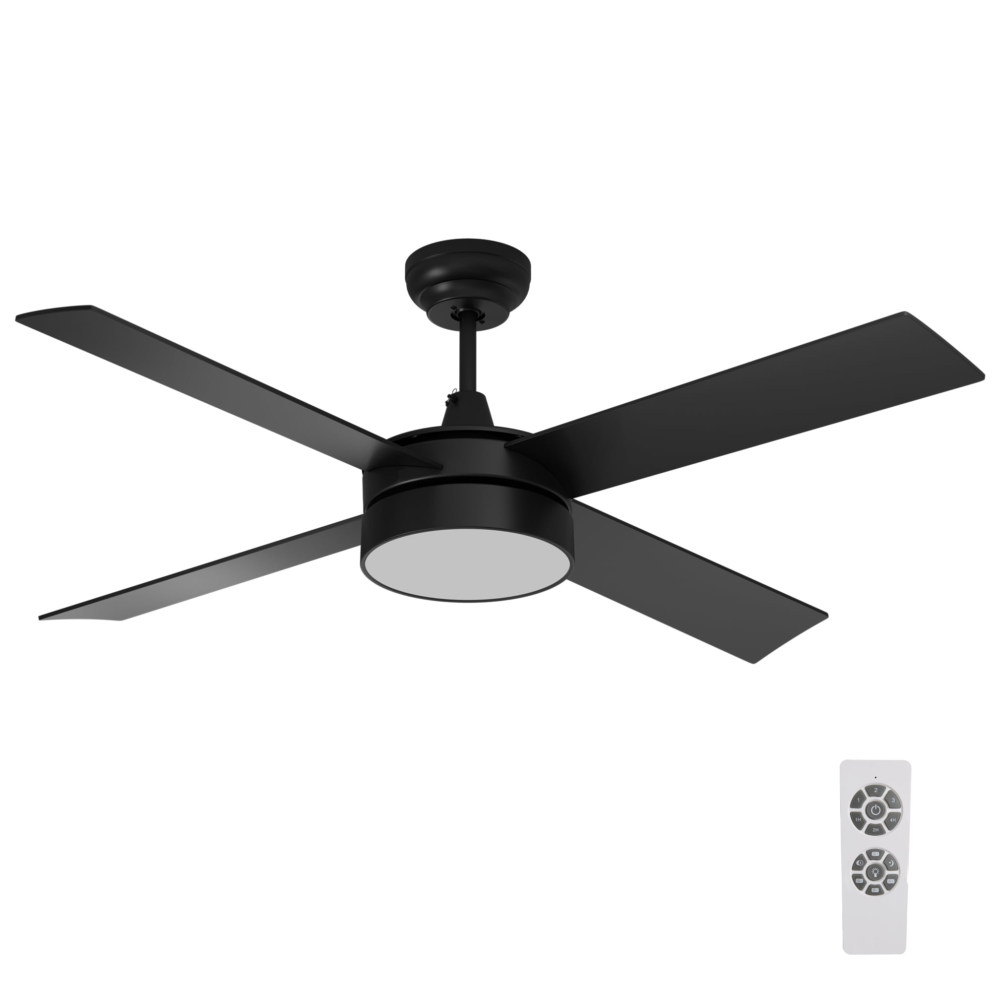Dextrus 48in Black Ceiling Fans with Light and Remote, Dimmable Fanlight for Indoor Outdoor, Light Fan with Stepless Color Temperature, Memory Function, Night Light Mode,4 Blades