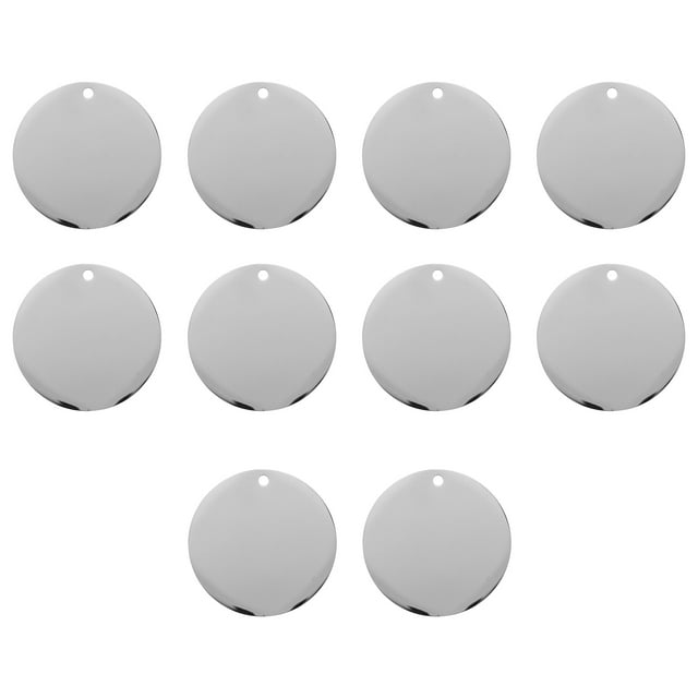 10pcs redondo de acero inoxidable Grabado de bricolaje Pet Etiquetas en blanco para perros y gatos Nombre de identificación de collar Identificación y decoración de mascotas