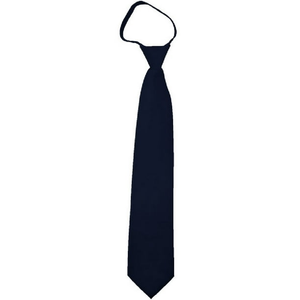 NYFASHION101 Cravate à Glissière Formelle de Couleur Unie pour Hommes, Bleu Marine, 20 Po