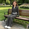 thumbnail image 5 of ECHFIPROM Big Girls Fall Outfit Long-Sleeve Hooded Pullover Top and Pants Sports Casual 2 Piece Set Age 1-14 Years,Dark Gray,5-6Years, 5 of 6