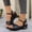Black, variant on Women's Plus Size Sequin Peep Toe Platform Sandals, Sparkly Fashion Design, Thick Sole Comfortable Trendy Summer Shoes Silver 38