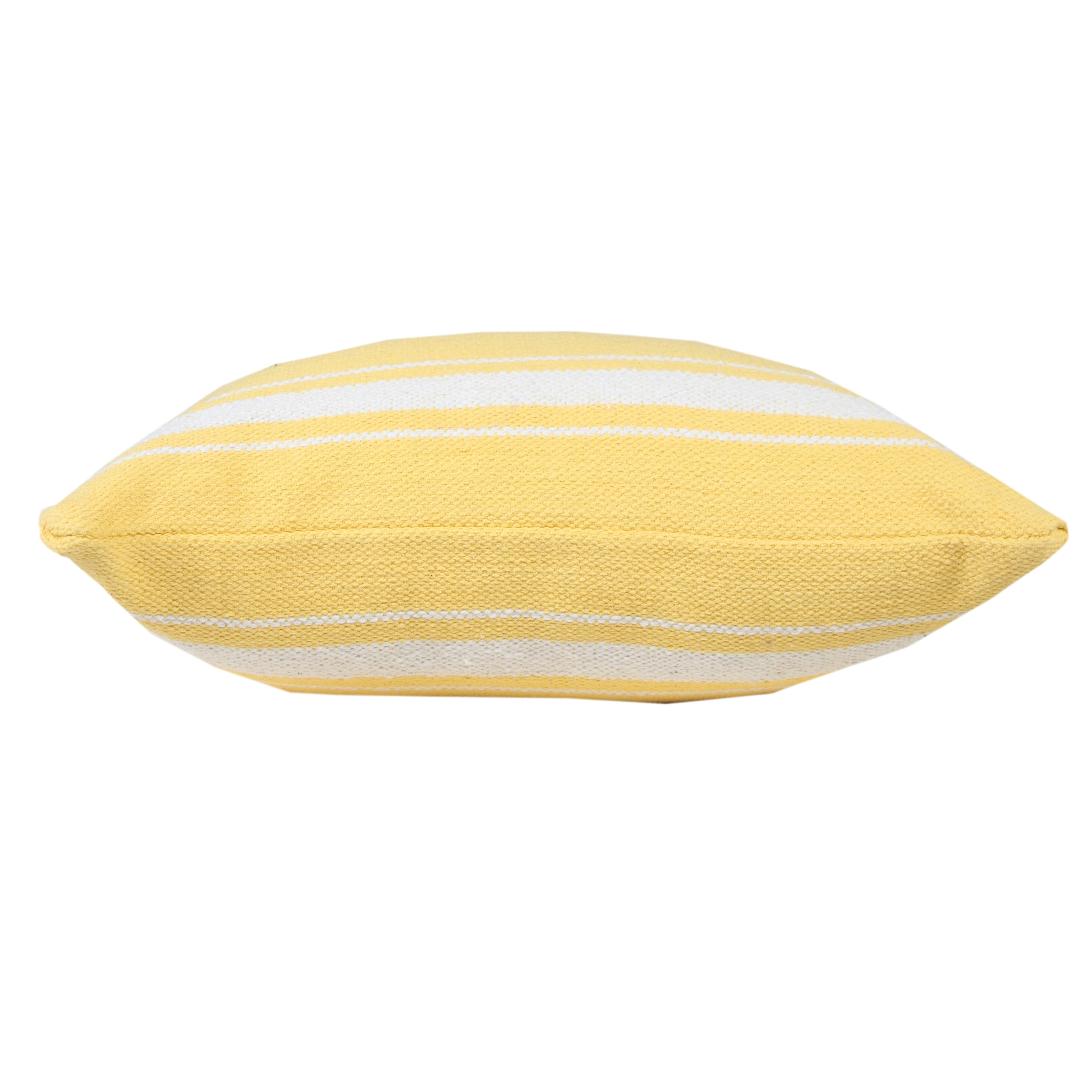 Harlow Hill David 20" x 20" Striped Cotton Adult Decorative Feather Filled Pillow, Yellow/White