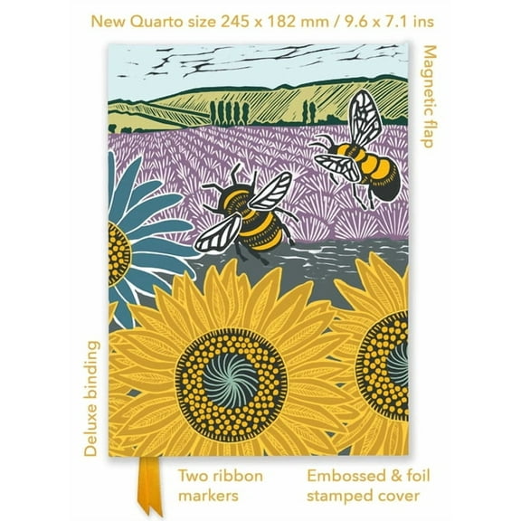 Flame Tree Quarto Notebook Kate Heiss: Sunflower Fields (Foiled Quarto Journal), (Hardcover)