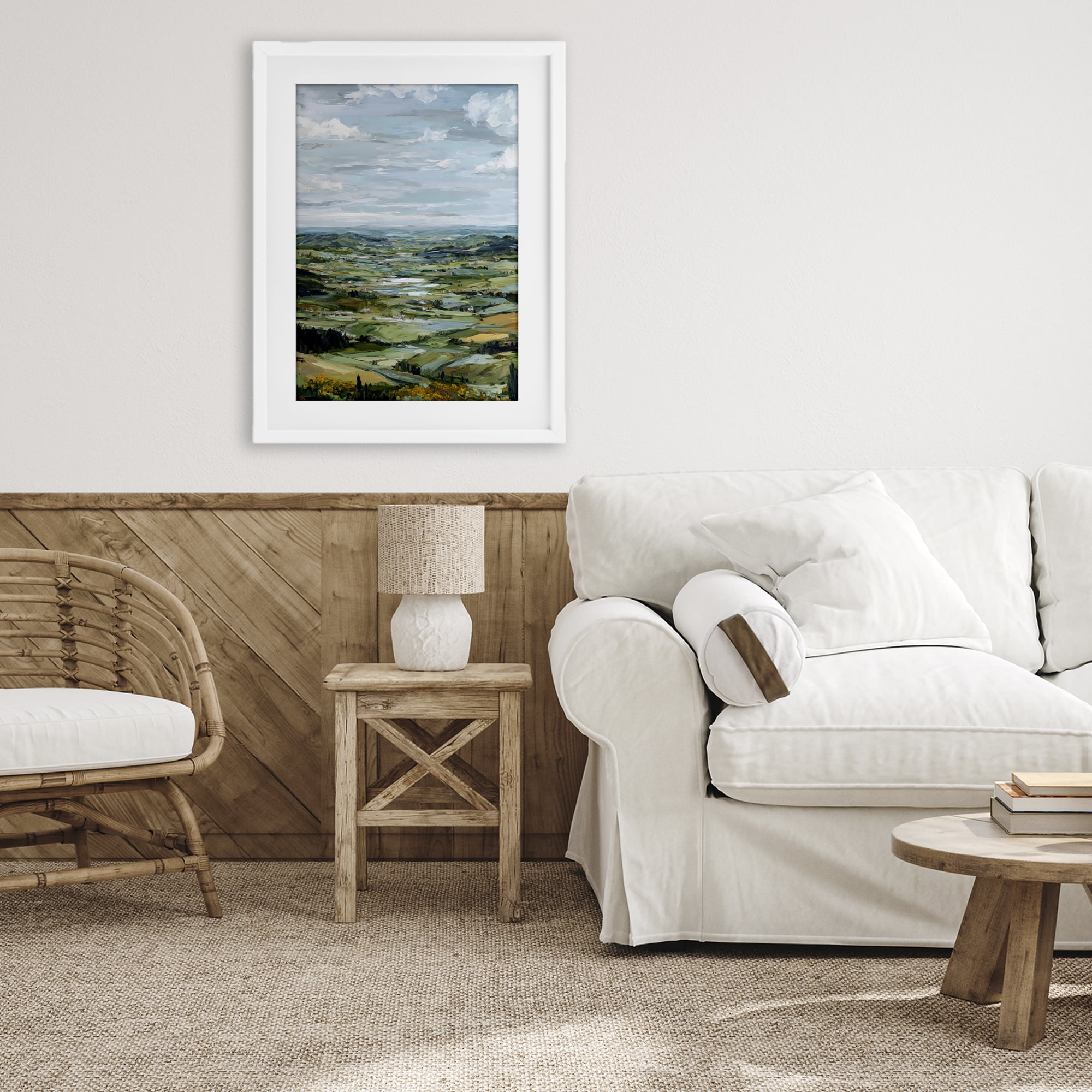 Stupell Industries Valley Living with Verdant Hills White Framed Print Under Glass, design by Petal Prints Design