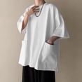 thumbnail image 2 of Men Summer Pocket Patchwork Solid Short Sleeve T-Shirts Fashion Loose Basic Tops, 2 of 11