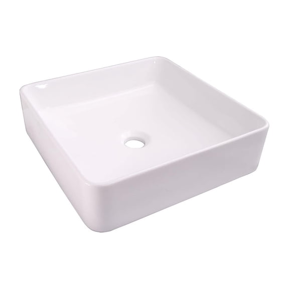 Square Bathroom Basin - 15 Inch Artisan Sink, Modern Above Counter Wash Basin, Vitreous China Vessel Sink