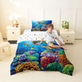 thumbnail image 4 of jejeloiu Watercolor Sea Turtle Twin Comforter Sets,Ocean Coral Pattern Bedding Set For Boys,Multicolor Blue,Polkadot Reversible,2 Pieces,1 Comforter and 1 Pillowcase, 4 of 7