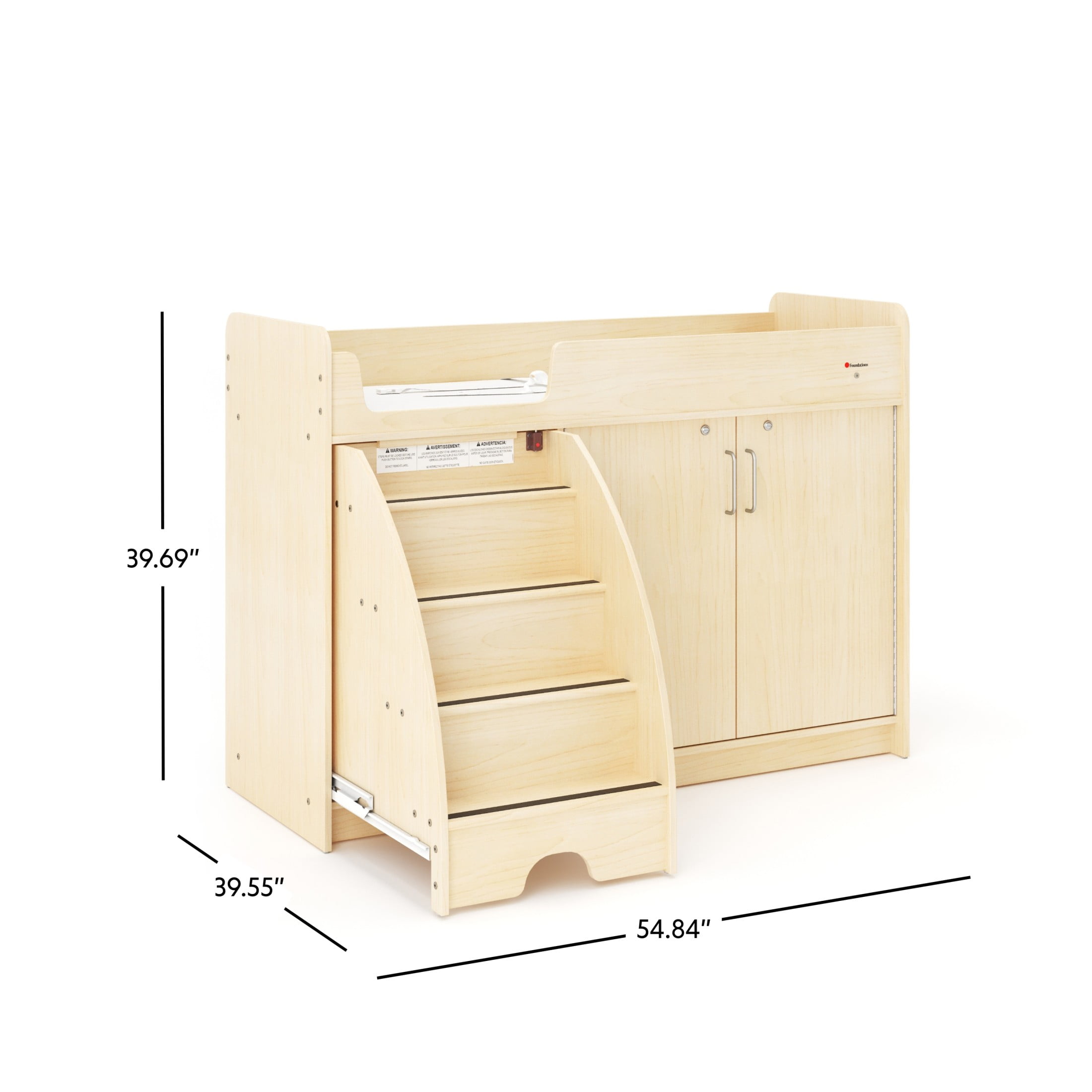 SafeStep Changing Table with Left Stairs - Durable Wood Changing Table for Childcare