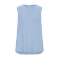thumbnail image 4 of Mittory Women Cotton Linen Sleeveless Crop Tank Tops Shirt Summer Casual Solid Color Loose Fit Comfy T-Shirt Blouse, 4 of 6