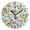 Black, variant on Yellow and Blue Florals Leaves Pastel Round Wall Clock Silent Analog Battery Operated Gold Pointer Home Decor 9.84" Diameter
