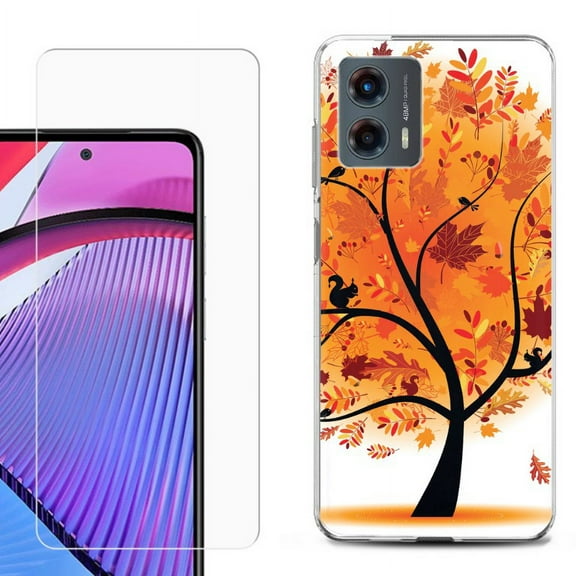 OneToughShield ® Compatible with Motorola Moto G 5G 2023, Shockproof Phone Case, with Tempered Glass Screen Protector - Golden Tree