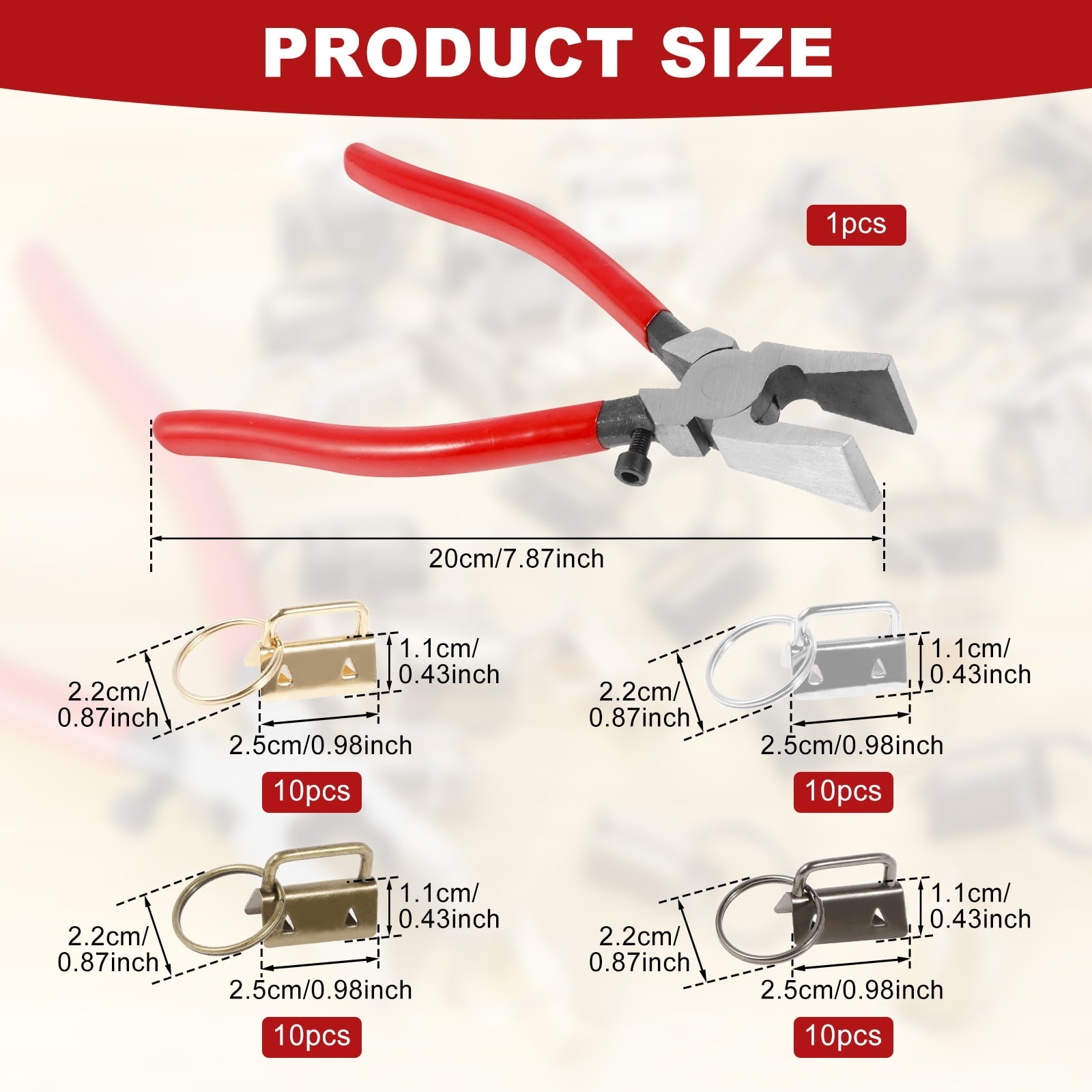 41 Pcs Key Fob Hardware Set 40 Pcs Key Fob Hardware with 1 Pc Key Fob Pliers Metal Key Fob Hardware 4 Colors Keychain Hardware Multifunctional Key Fob Hardware Kit for Bags