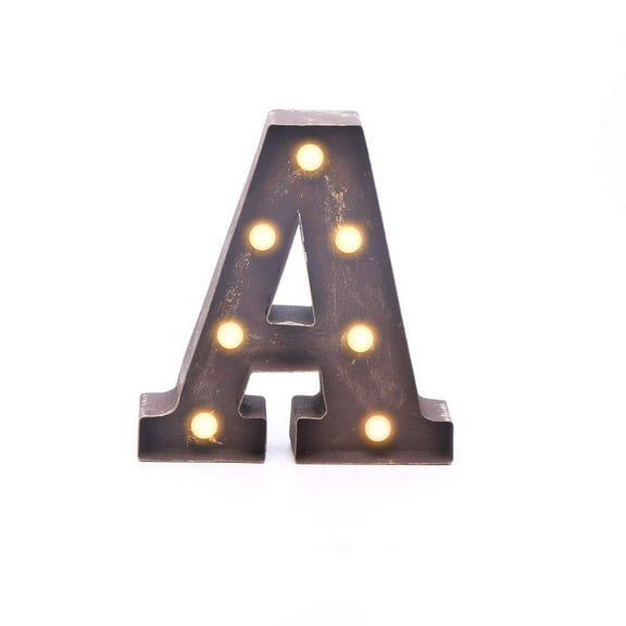 Home by Jackie Inc Decorative Rustic Gold Vintage  Metal Hanging Light up LED Letter “A”