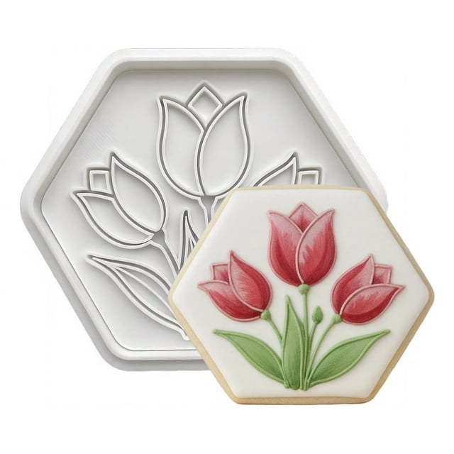 Cortadores de galletas con forma de girasol, rosa y tulipán. Moldes para hornear galletas, fondant, repostería, arcilla y manualidades. Regalos para el Día de la Madre y el Día de San Valentín.