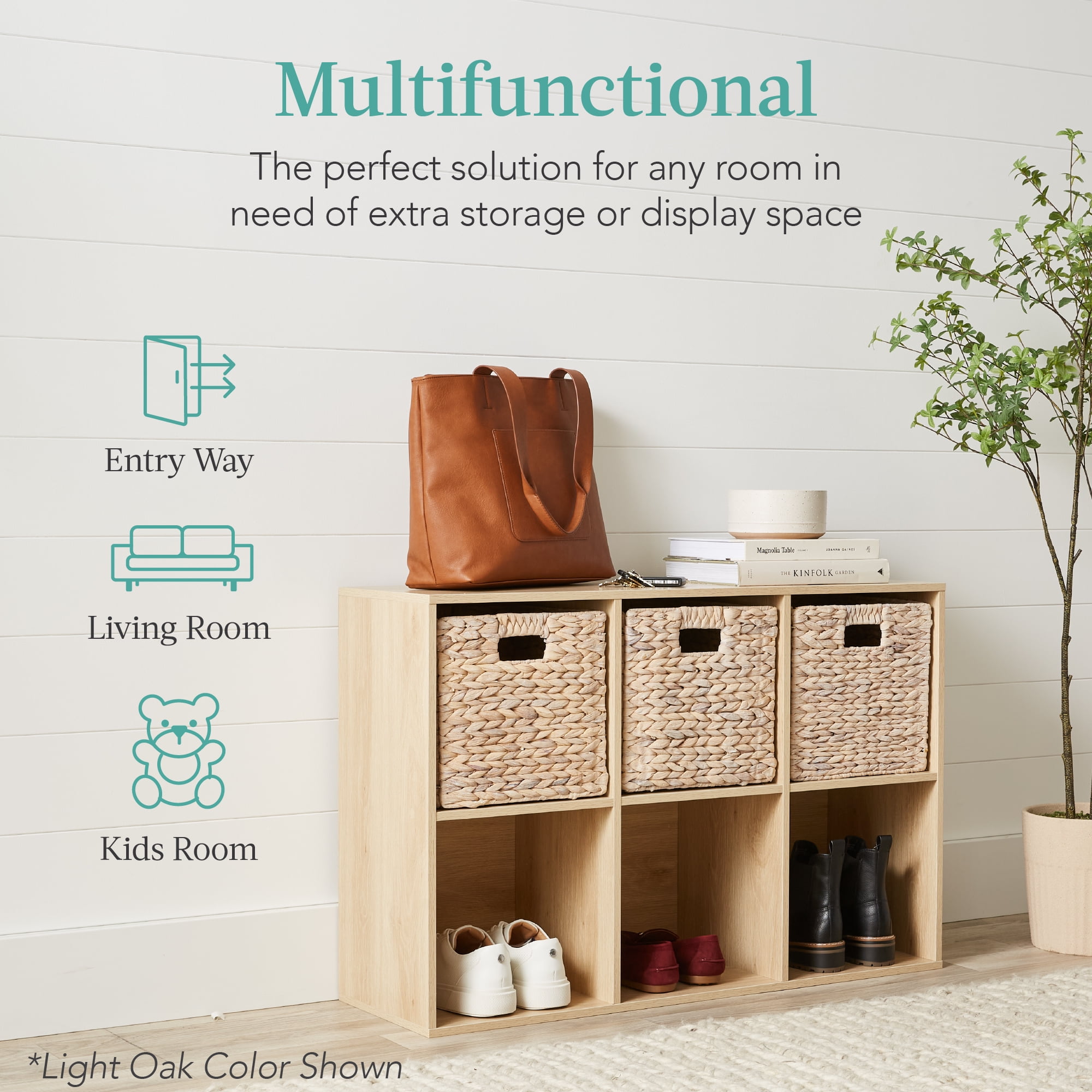 Best Choice Products 6-Cube Bookshelf, 11in Display Storage System, Organizer w/ Removable Back Panels - Black