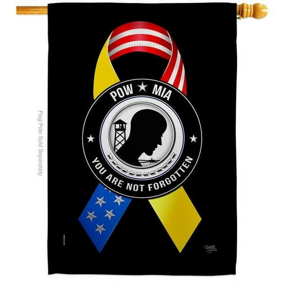 Breeze Decor H108663-BO 28 x 40 in. Support POW MIA Troops House Flag with Armed Forces Service Double-Sided Decorative Vertical Flags Decoration Banner Garden Yard Gift