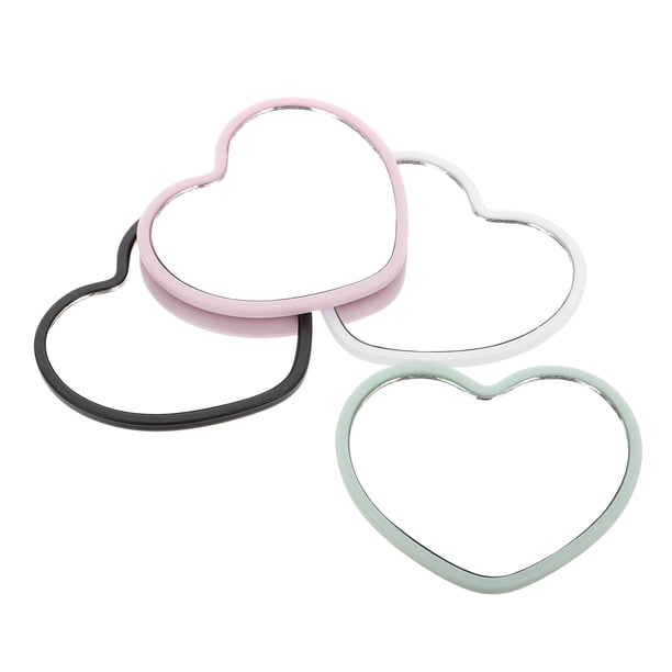 4 espejos de mano, espejo en forma de corazón, mini espejo de maquillaje para niñas, pequeños espejos portátiles, espejo de viaje, espejo compacto para bolso