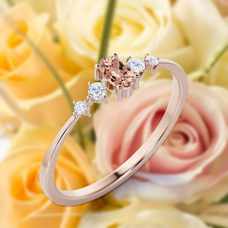 Minimalist Classic Carat Oval Cut Morganite And Diamond