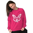 thumbnail image 4 of Love Life Butterfly Breast Cancer Women Crewneck Sweatshirt Brisco Brands S, 4 of 6