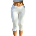thumbnail image 2 of Karymi Women Clothing Solid High Waist Split Hem Capri Leggings, Stretch Slim Fit Knee Length Cropped Yoga Pants, Seamless Bodycon Athletic Trousers Running Shorts for Women, 2 of 7