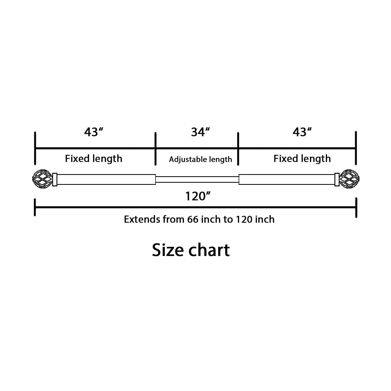 H.VERSAILTEX Adjustable Twist Cage Single Curtain Rod Set 3/4in Diameter 66-120in , Gold