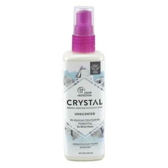 Crystal Deodorant Spray 4oz Unscented 24 Hour (Pack of 3)