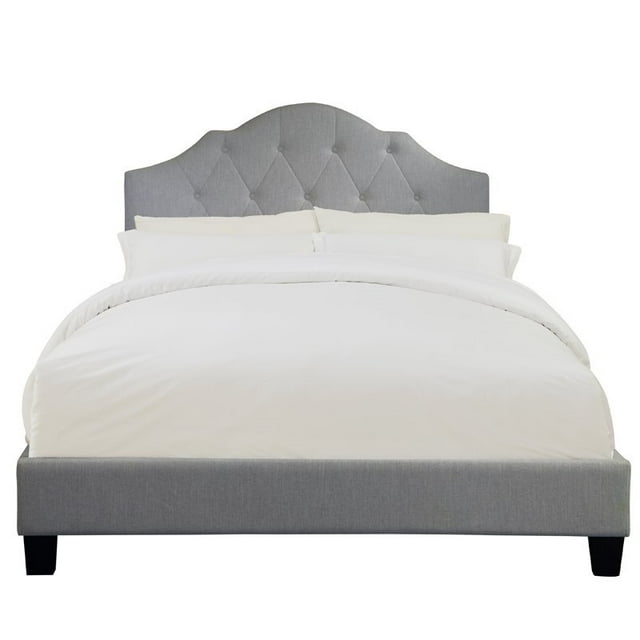 Home Fare King Scalloped Tufted Upholstered Bed in Dupree Mist