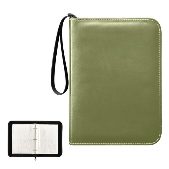 Trading Card Binder Album 400 Pockets 50 Removable 4-Pocket Pages Waterproof Olive Green