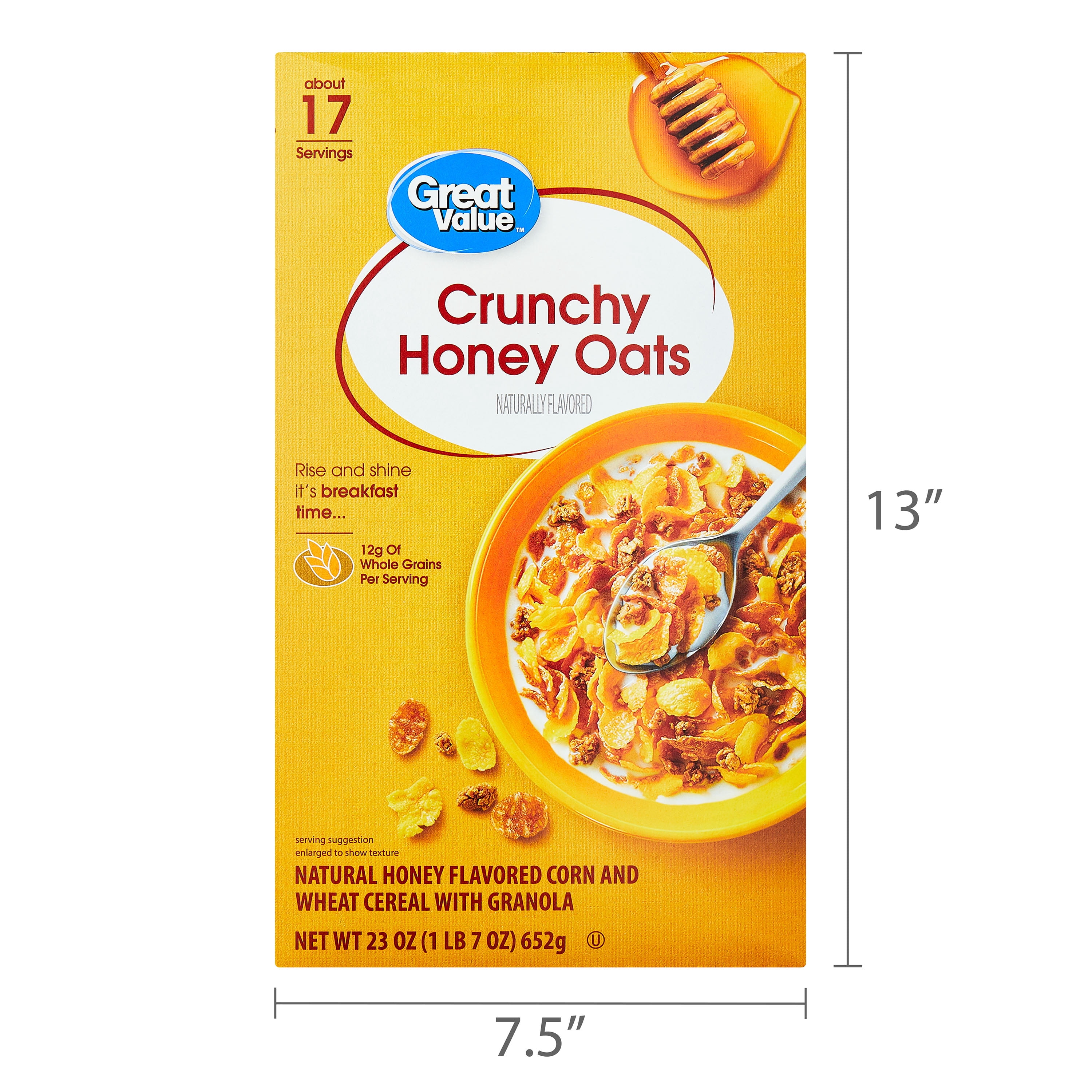 Great Value Crunchy Honey Oats Breakfast Cereal, 23 oz