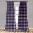 thumbnail image 5 of Ambesonne Checkered Curtains, Retro Plaid Mosaic, Pair of 28"x95", Dark Coral Pale Blue, 5 of 5