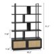 thumbnail image 2 of 71 - pulgada de altura 5 - tier estante industrial con rattan gabinete, metal frame, 4 abiertos estantes, y 1 door para sala de estar o dormitorio (negra), 2 of 8