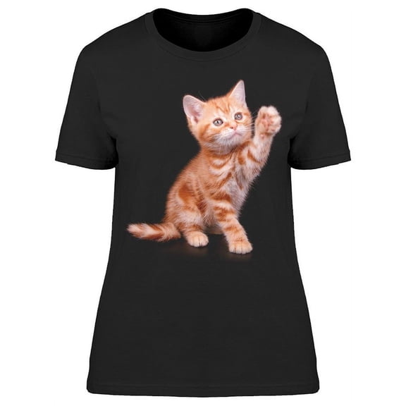 Cute Shorthair Kitten Raises Paw T-Shirt Women -Image by Shutterstock, Female 3X-Large