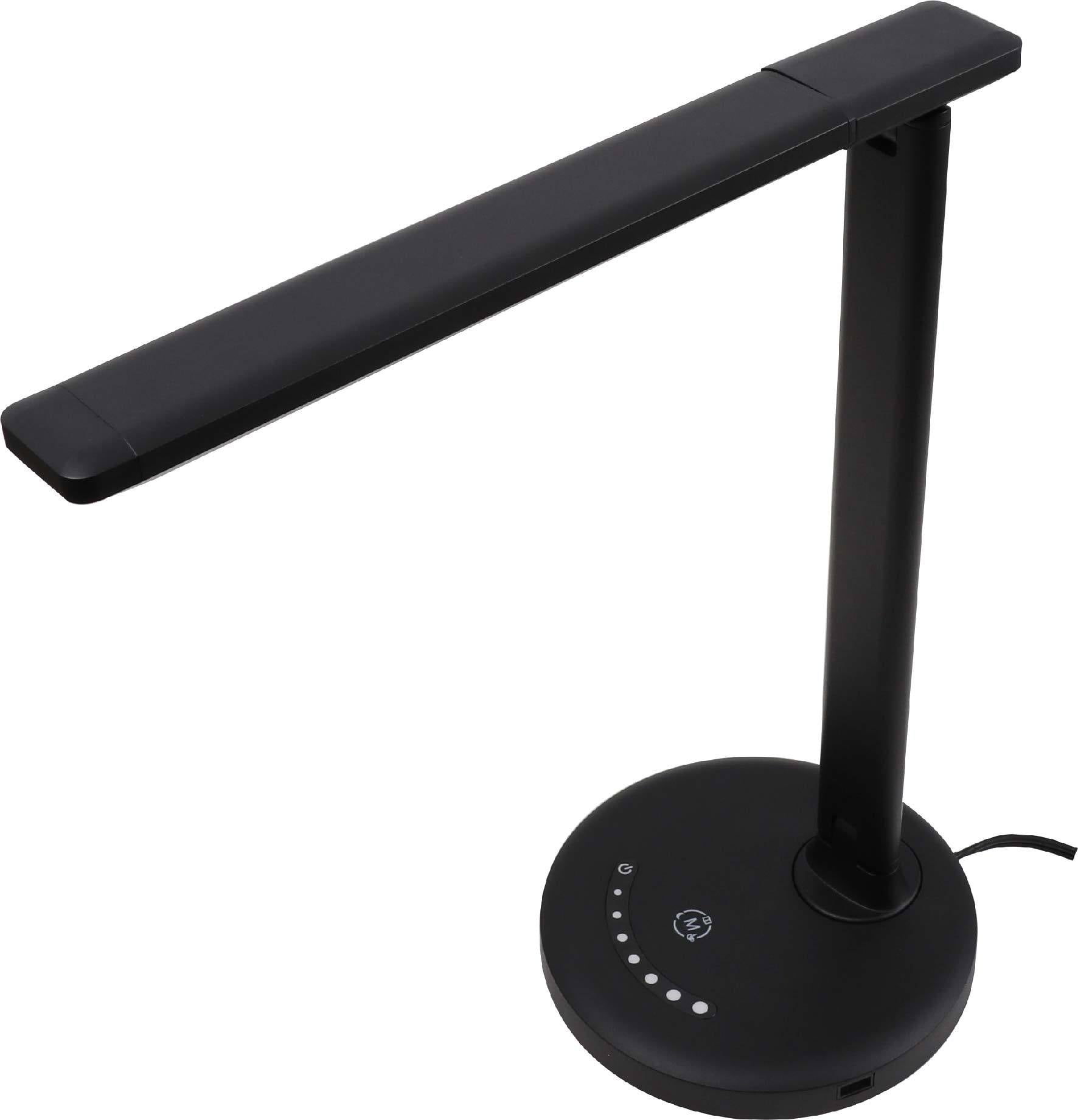 Mainstays Modern Dimmable LED Desk Lamp with USB Charging Port, Matte Black Finish, for All Ages