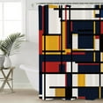 thumbnail image 5 of Abstract Geometric Shower Curtain, 72" x 72", Red Blocks Waterproof Bathroom Curtain Washable Shower Curtain Set with 12 Hooks, 5 of 6