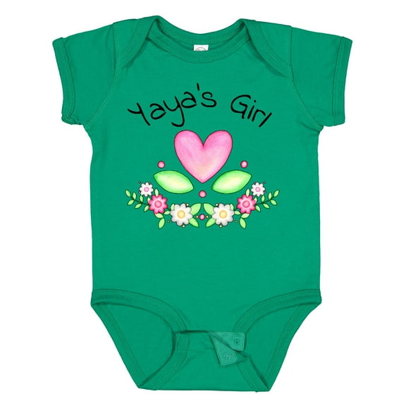 Inktastic Yaya's Girl Heart Flowers Girls Baby Bodysuit