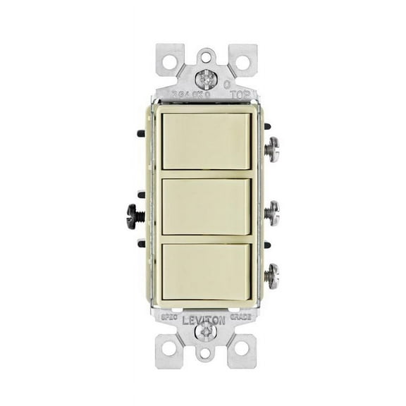 Leviton S01-01755-0IS 15 Amp Ivory Commercial Grade Decora AC 3-Rocker Combination Switch