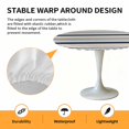 thumbnail image 2 of Elastic Fitted Round Tablecloth, Beige Navy Blue Striped Waterproof Stretch Table Cover for 36"-44" Tables, Farmhouse Stripes Modern Abstract Art Washable Outdoor Tablecloths for Patio, Picnic, 2 of 9