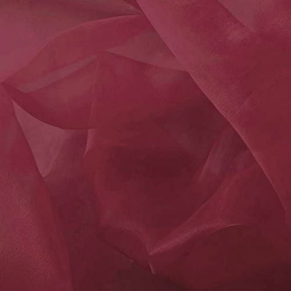 DECORATIVE SILK INC. Sparkle Crystal Sheer Organza Fabric Shiny 60" inch wide by the yard (Burgundy)