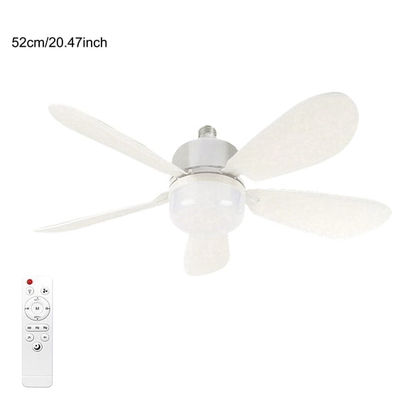 Socket Fan Light with Remote - Ceiling Fans with Lights，Adjust 3 Colors & 3 Speeds & Timer, for Kitchen, Living Room, Bedroom