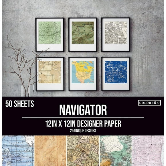 Tablette de papiers décoratifs de 30.5 cm Navigateur Colorbok