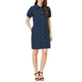 thumbnail image 3 of Allegra K Women's Collared Short Sleeve Safari Pocket Belt Button up Shirt Dress, 3 of 6