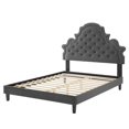 thumbnail image 3 of Tufted Platform Bed Frame, Queen Size, Velvet, Dark Grey Gray, Modern Contemporary Urban Design, Bedroom Master Guest Suite, 3 of 10