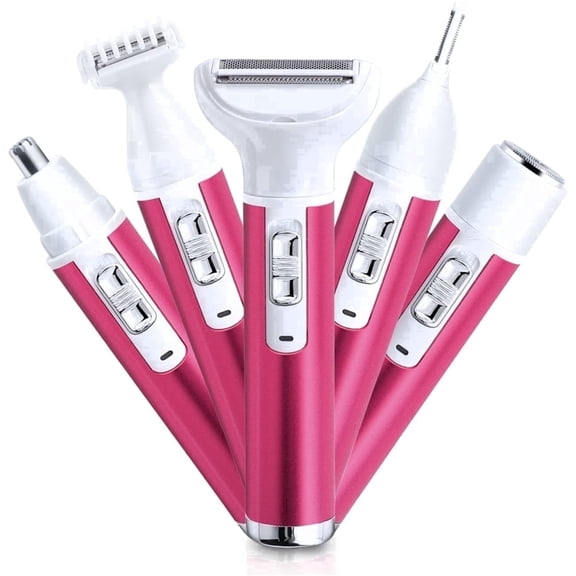 Obacre  Electric Razor for Women,5 in 1 Cordless Face Shaver Set, Wet & Dry Lady Hair Remover, Painless Facial & Body Hair Exfoliation USB Rechargeable, for Bikini Line, Nose Hair, Eyebrow, Arm, Leg